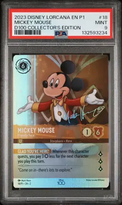 2023 DISNEY LORCANA EN P1-PROMO #18 MICKEY MOUSE - FRIENDLY FACE PSA 9 - Image 1