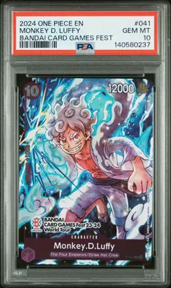 2024 ONE PIECE PROMOS BANDAI CARD GAMES FEST #041 MONKEY D. LUFFY PSA 10 - Image 1