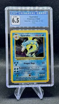 CGC 6.5 Gyarados Holo Rare Base Set 1999 Pokemon Card #6 - Image 1