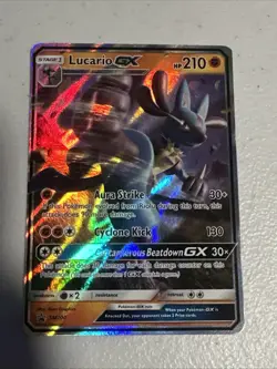 Pokemon TCG 2018 Lucario GX SM100 Ultra Rare Holo Black Star Promo Card - Image 1
