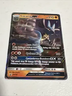 Pokemon TCG 2018 Lucario GX SM100 Ultra Rare Holo Black Star Promo Card - Image 2
