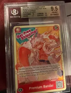 PREMIUM BANDAI FEST 23-24 ONE PIECE CARD GAME MONKEY.D.LUFFY SHIPPING GRADED - Image 1