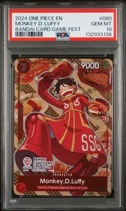 2024 ONE PIECE PROMOS BANDAI CARD GAMES FEST #080 MONKEY D. LUFFY PSA 10 - Image 1