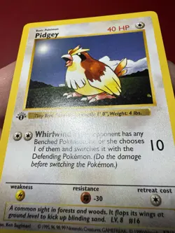 Pidgey 57/102 Shadowless 1st Edition Base Set Pokemon Card NM - Image 5
