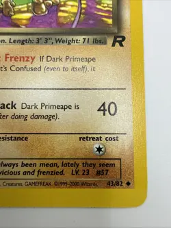 Dark Primeape 43/82 Team Rocket Regular Vintage Pokemon Card - Image 5