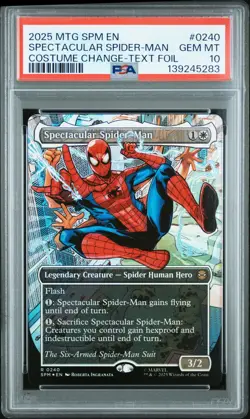 2025 MAGIC THE GATHERING MARVEL'S SPIDER-MAN #0240 SPECTACULAR SPIDER-MAN PSA 10 - Image 1