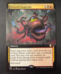 MTG Fevered Suspicion AFC R 316 Extended Art Regular Rare NM - Image 1