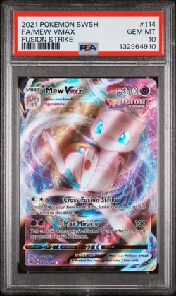2021 POKEMON SWORD & SHIELD FUSION STRIKE #114 FULL ART/MEW VMAX PSA 10 - Image 1