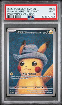 2023 POKEMON SVP EN-SV BLACK STAR PROMO #085 PIKACHU WITH GREY FELT HAT PSA 9 - Image 1