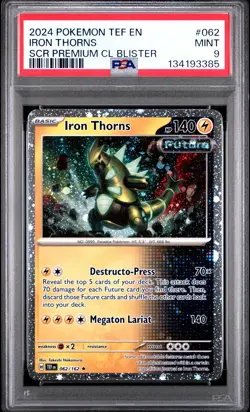 2024 POKEMON TEF STELLAR CROWN PREMIUM CHECKLANE BLISTER #062 IRON THORNS PSA 9 - Image 1