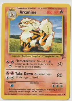 ARCANINE 33/130 UNCOMMON BASE SET 2 POKEMON LP - Image 1