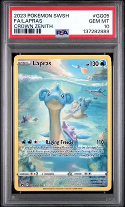 2023 POKEMON SWORD & SHIELD CROWN ZENITH #GG05 FULL ART/LAPRAS PSA 10 - Image 1
