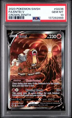 2023 POKEMON SWORD & SHIELD CROWN ZENITH #GG36 FULL ART/ENTEI V PSA 10 - Image 1