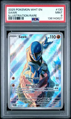 2025 POKEMON WHT EN-WHITE FLARE ILLUSTRATION RARE #130 SAWK PSA 9 - Image 1