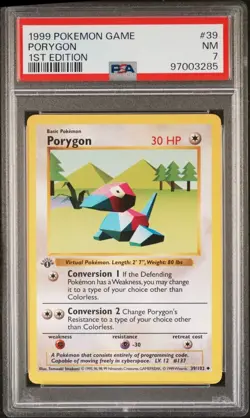 1999 Pokemon Game 1st Edition Porygon #39 PSA 7 - Image 1