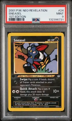 2001 POKEMON NEO REVELATION 1ST EDITION #24 SNEASEL PSA 9 - Image 1