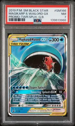 2019 POKEMON SM BLACK STAR PROMO #SM166 MAGIKARP & WAILORD GX PSA 7 - Image 1