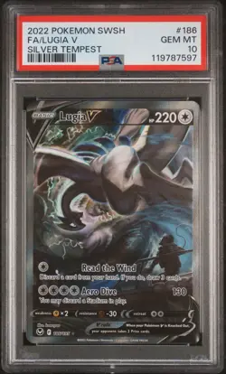 2022 POKEMON SWORD & SHIELD SILVER TEMPEST #186 FULL ART/LUGIA V PSA 10 - Image 1