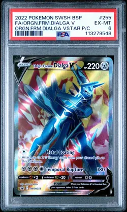 2022 POKEMON SWSH PREMIUM COLLECTION #255 FULL ART/ORIGIN FORME DIALGA V PSA 6 - Image 1
