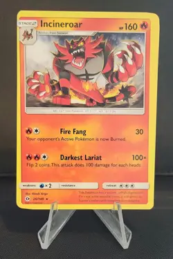 Pokemon: Sun & Moon - Incineroar 26/149 - Twisted and Miscut Corners Error Card - Image 1