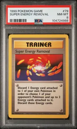 1999 POKEMON BASE SET UNLIMITED #79 SUPER ENERGY REMOVAL PSA 8 - Image 1