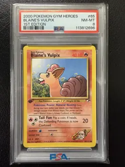 Pokemon - 1st Edition Blaine’s Vulpix - Gym Heroes 65/132 - PSA 8 NM - Image 1