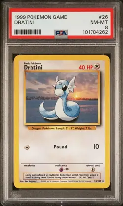 1999 Pokemon Game Dratini #26 PSA 8 - Image 1