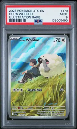 2025 POKEMON JTG EN-JOURNEY TOGETHER ILLUSTRATION RARE #170 HOP'S WOOLOO PSA 9 - Image 1