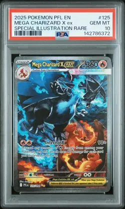 2025 POKEMON PFL EN-PHANTASMAL FLAMES #125 MEGA CHARIZARD X EX PSA 10 - Image 1