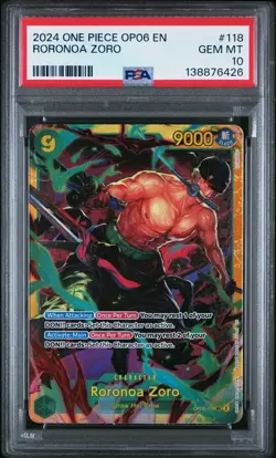2024 ONE PIECE OP06-WINGS OF THE CAPTAIN #118 RORONOA ZORO PSA 10 - Image 1