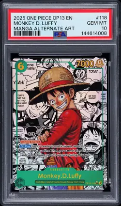 2025 ONE PIECE CARRYING ON HIS WILL MANGA ALT ART #118 MONKEY D. LUFFY PSA 10 - Image 1