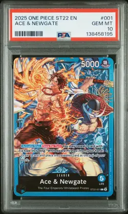 2025 ONE PIECE STARTER DECK ST22-ACE & NEWGATE #001 ACE & NEWGATE PSA 10 - Image 1