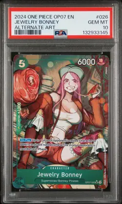 2024 ONE PIECE OP07-500 YEARS IN THE FUTURE ALTERNATE ART JEWELRY BONNEY PSA 10 - Image 1