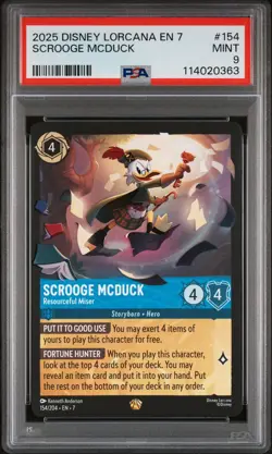 2025 DISNEY LORCANA ARCHAZIA'S ISLAND SCROOGE MCDUCK RESOURCEFUL MISER PSA 9 - Image 1