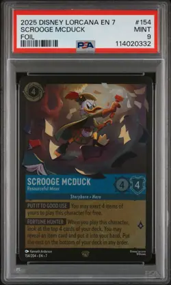 2025 DISNEY LORCANA ARCHAZIAS ISLAND FOIL SCROOGE MCDUCK RESOURCEFUL MISER PSA 9 - Image 1