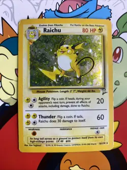 Raichu 16/130 Pokemon Base Set 2 Holo Rare Card - MP - Image 1