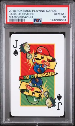 2016 POKEMON PLAYING CARDS MARIO PIKACHU JACK OF SPADES PSA 10 - Image 1