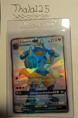 Pokemon Lucario GX SV64/SV94 Full Art Shiny Holo Rare Hidden Fates Stage 1 Card - Image 1