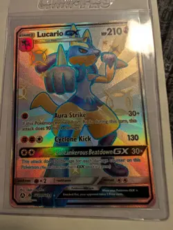 Pokemon Lucario GX SV64/SV94 Full Art Shiny Holo Rare Hidden Fates Stage 1 Card - Image 2