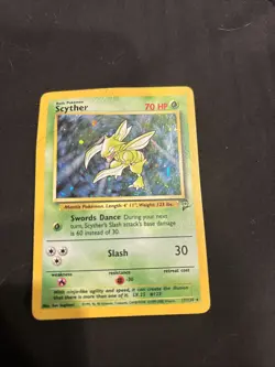 Pokemon Scyther Holo Rare TCG Card 17/130 WOTC Base Set 2 - Image 1