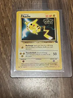 1999 Pokemon PIKACHU Black Star Movie Promo Card 1st Movie WB LP+ - Image 1