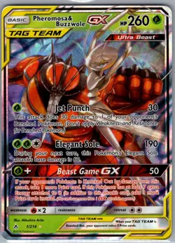 Pheromosa & Buzzwole GX 1/214 SM - Unbroken Bonds - Pokemon Card - NM - Image 1