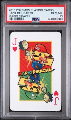 2016 POKEMON PLAYING CARDS MARIO PIKACHU JACK OF HEARTS PSA 10 - Image 1