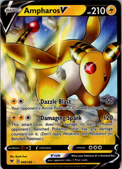 Ampharos V - 049/185 - Pokemon Vivid Voltage Sword & Shield Ultra Rare Card NM - Image 1
