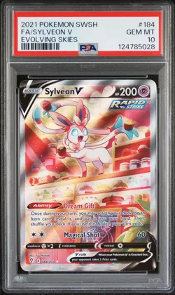 2021 POKEMON SWORD & SHIELD EVOLVING SKIES #184 FULL ART/SYLVEON V PSA 10 - Image 1