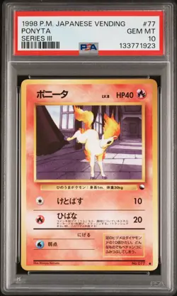 1998 POKEMON JPN VENDING SER III #77 PONYTA PSA 10 - Image 1
