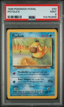 1999 Pokemon Fossil #53 Psyduck PSA 9 - Image 1