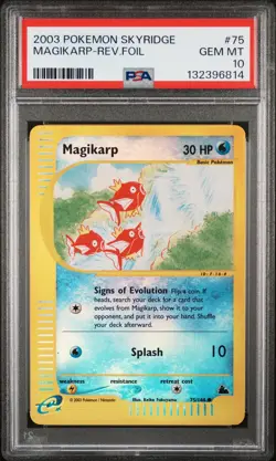 2003 POKEMON SKYRIDGE #75 MAGIKARP-REVERSE FOIL PSA 10 - Image 1