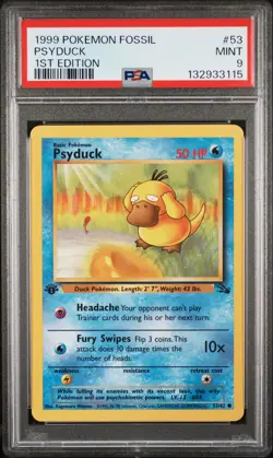 1999 POKEMON FOSSIL 1ST EDITION #53 PSYDUCK PSA 9 - Image 1