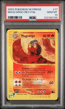 2003 POKEMON SKYRIDGE #17 MAGCARGO-REVERSE FOIL PSA 10 - Image 1